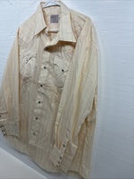 New Men’s H Bar C Yellow Stripe Long Sleeve Pearl Snap 17 X 34 XL R-65