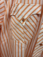 New Men’s Tem Tex Orange Stripe Long Sleeve Pearl Snap 16 X 35 Large AA-32
