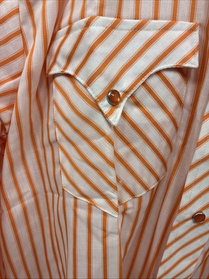New Men’s Tem Tex Orange Stripe Long Sleeve Pearl Snap 16 X 35 Large AA-32