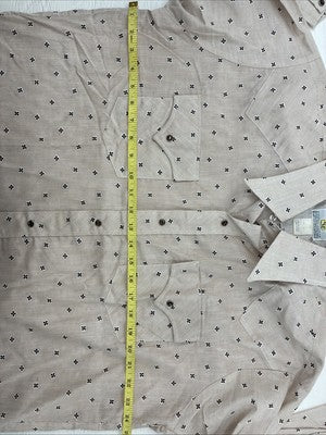 New Men’s Dickson Jenkins Tan Floral Long Sleeve Pearl Snap 17.5 XL AA-29