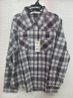 New Women’s Cumberland Purple Plaid Long Sleeve Pearl Snap 2X V-67