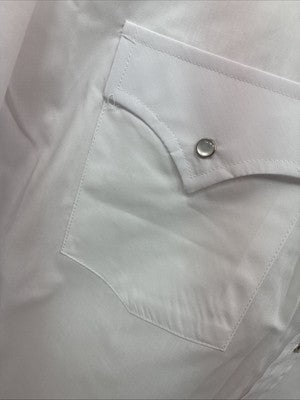 New Men’s ELY Cattleman White Long Sleeve Pearl Snap 16.5 Large X-49