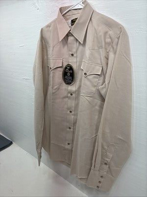 New Men’s Circle A Tan Long Sleeve Pearl Snap 16 X 36 Large X-60