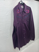 New Men’s ELY Diamond People Western Design Long Sleeve Pearl Snap Large V-85