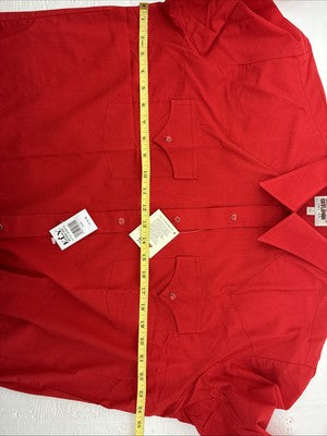 New Men’s ELY Cattleman Red Long Sleeve Pearl Snap 17 X 35 XL AA-119