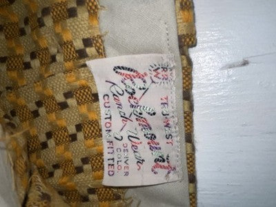 New Vintage Brown Checkered Ranchmount Polyester Pants #7390 SS-88