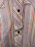 New Men’s Tem Tex Pink Stripe Long Sleeve Pearl Snap 15.5 X 33 Medium AA-91