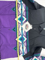 New Men’s Cumberland Purple Western Design Long Sleeve Pearl Snap Large AA-20