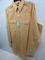 New Men’s White Horse Yellow Stripe Long Sleeve Pearl Snap Large V-52