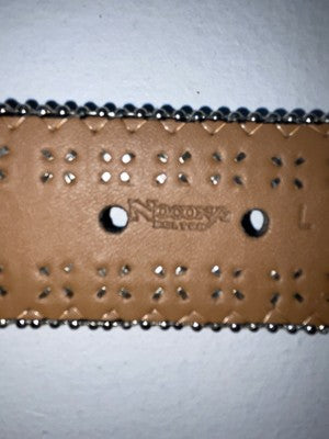 New Black Genuine Leather Nocona Silver Bling L Belt #N3466401 Z-100