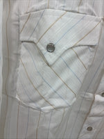 New Men’s ELY Cattleman White Stripe Long Sleeve Pearl Snap 16 X 34 Large M-24