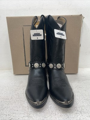 New Youth Black Smoky Mountain Cowboy Boots. 1083 Y 5. 24-134