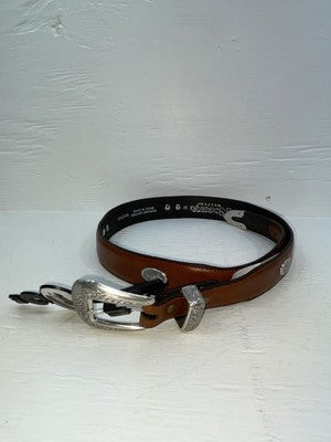 New Brown Genuine Leather Nocona Silver Pendent 32” Belt #N2427002 JJ-30