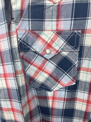 New Women’s Cumberland Blue Red Plaid Long Sleeve Pearl Snap 2XL GG-14