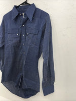New Mens Blue Rockmount Ranch Wear Pearl Snap Long Sleeve Shirt 15.5x35 M P-22