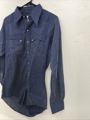 New Mens Blue Rockmount Ranch Wear Pearl Snap Long Sleeve Shirt 15.5x35 M P-22