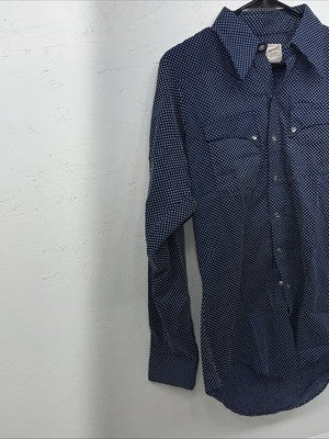 New Mens Blue Rockmount Ranch Wear Pearl Snap Long Sleeve Shirt 15.5x35 M P-22