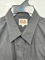 New Men’s ELY Cattleman Black Simple Short Sleeve Pearl Snap 17 XL Q-24