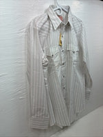 New Men’s H Bar C White Stripe Long Sleeve Pearl Snap 16 X 34 Large Q-61