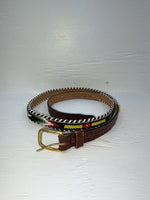 New Brown Genuine Leather Beaded 34” Belt Z-121