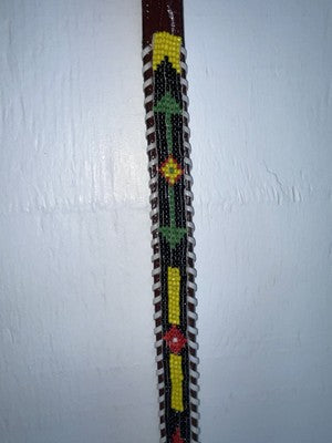 New Brown Genuine Leather Beaded 34” Belt Z-121