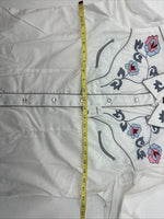 New Women’s White Horse Floral Embroidered Long Sleeve Pearl Snap XL II-33