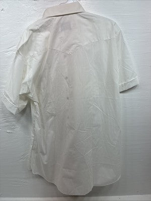 New Men’s H Bar C White Simple Short Sleeve Pearl Snap 16 Large Q-26