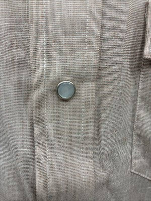 New Men’s H Bar C Brown Simple Long Sleeve Pearl Snap 16 X 34 Large Q-75