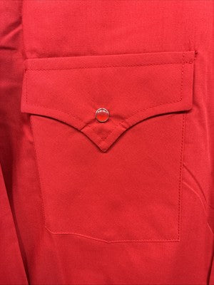 New Men’s ELY Cattleman Red Long Sleeve Pearl Snap 16.5 X 35 Large AA-56