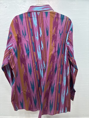 New Men’s ELY Cattleman Multicolor Design Long Sleeve Pearl Snap 17 X 34 XL R-82