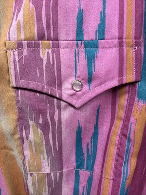 New Men’s ELY Cattleman Multicolor Design Long Sleeve Pearl Snap 17 X 34 XL R-82