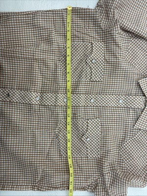 New Men’s Circle A Brown Checkered Long Sleeve Pearl Snap Large AA-55
