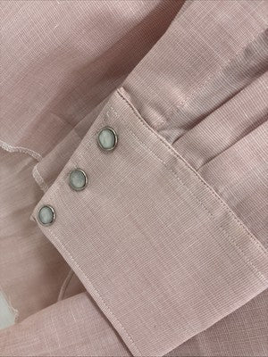 New Men’s H Bar C Pink Simple Long Sleeve Pearl Snap 15.5 Medium M-22