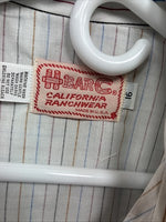 New Men’s H Bar C White Stripe Short Sleeve Pearl Snap 16 Large V-26