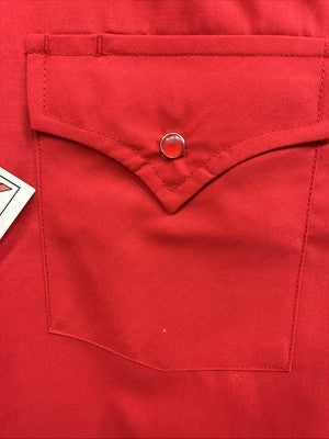 New Men’s ELY Cattleman Western Red Long Sleeve Pearl Snap 16 Large V-44
