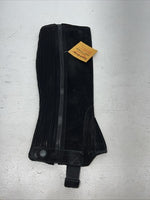 New Tough 1 Equi-grip Black Suede Leather Half Chaps XL #63-66 H-514