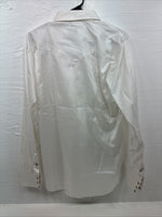 New Men’s H Bar C White Dot Design Long Sleeve Pearl Snap 15.5 Medium M-90