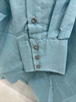 New Men’s Mesquite Blue Long Sleeve Pearl Snap 16 X 35 Large CC-61