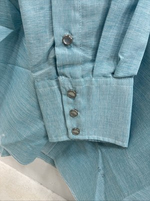 New Men’s Mesquite Blue Long Sleeve Pearl Snap 16 X 35 Large CC-61