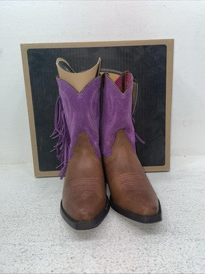 New Kids Purple With Fringe Ariat Cowboy Boots. 10012797 1.5 1 1/2 M. 23-107