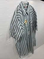 New Men’s ELY Cattleman Blue White Stripe Short Sleeve Pearl Snap XL M-35