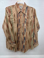New Men’s ELY Cattleman Camo Design Long Sleeve Pearl Snap 16 Large Q-97
