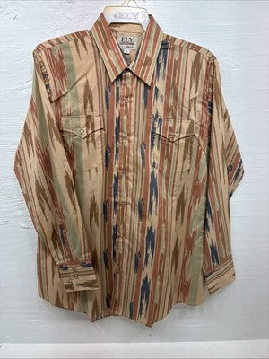 New Men’s ELY Cattleman Camo Design Long Sleeve Pearl Snap 16 Large Q-97