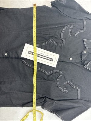 New Women’s Panhandle Slim Black Short Sleeve Pearl Snap Size Large TT-48