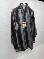 New Men’s ELY Cattleman Multicolor Stripe Long Sleeve Pearl Snap Medium Q-95