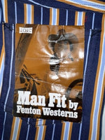 New Vintage Blue And Brown Striped Fenton Polyester Pants #656 SS-76