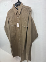 New Men’s White Horse Brown Western Long Sleeve Pearl Snap Large V-99