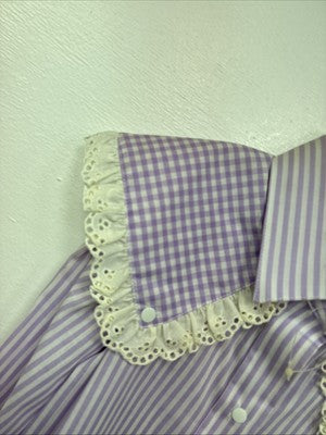 New Women’s Panhandle Slim Purple Design Long Sleeve Pearl Snap Size 32 MM-79