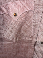 New Men’s Karman Pink Designed Short Sleeve Pearl Snap 14.5 Small AA-90