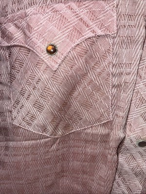 New Men’s Karman Pink Designed Short Sleeve Pearl Snap 14.5 Small AA-90